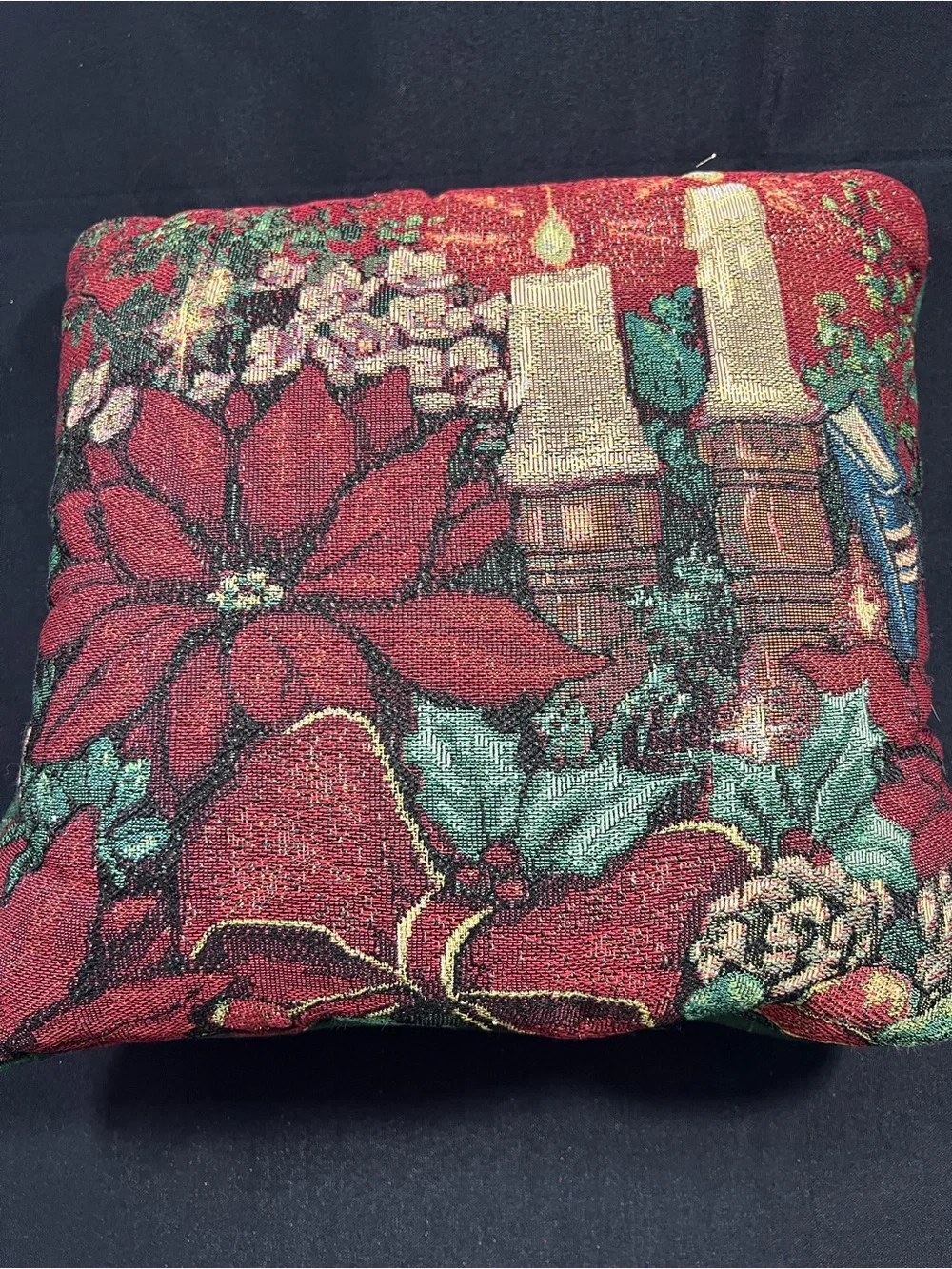 Holiday Poinsettia Decorative Throw Pillow - Red